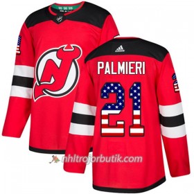 Män Ishockey New Jersey Devils Tröja Kyle Palmieri 21 Adidas 2017-2018 Röd USA Flag Fashion Authentic